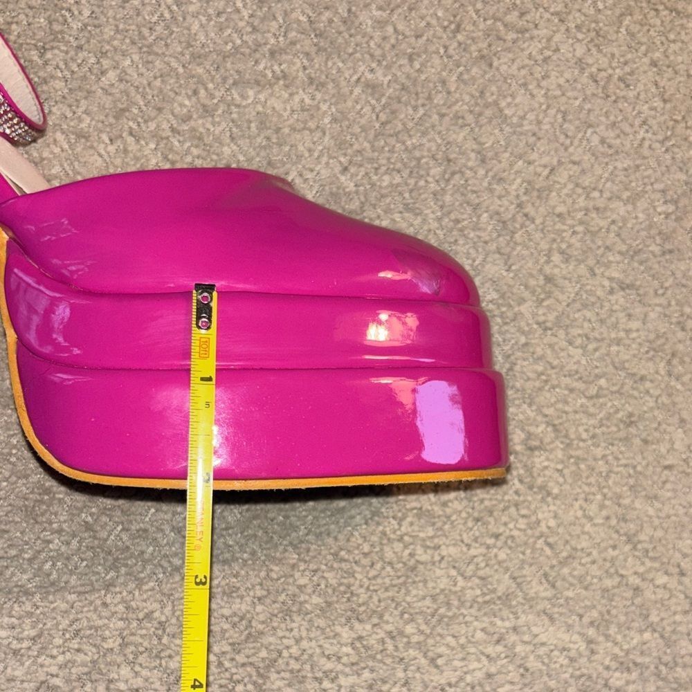 🆕 Hot Pink Rhinestone Platform Heels - Picture 12 of 15